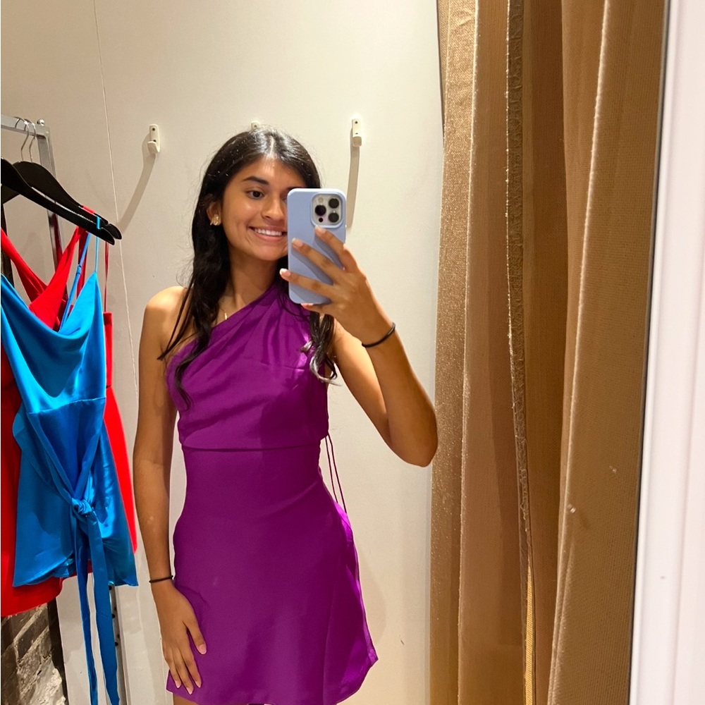 Anthropologie Pink and Purple One Shoulder Bodycon Dress